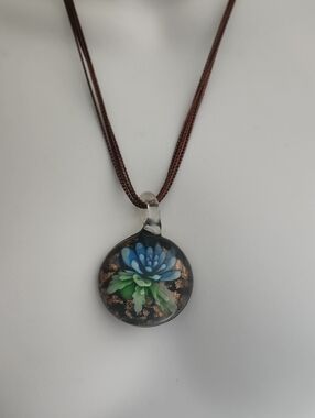 Handmade Glass Implosion Floral Design Necklace